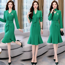 春秋职业连衣裙女高端2024新款时尚名媛气质女神范修身包臀鱼尾裙，女装连衣裙，韩美纤衣