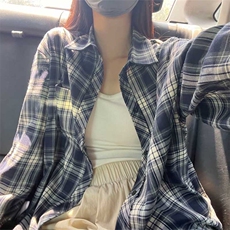 控价59港风格子衬衫宽松外套男女衬衣百搭格子外套CS2410P40，男装衬衫，电商A128
