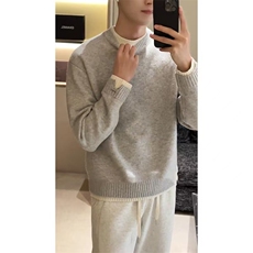 1506-1/M50231/P63假两件灰色毛衣男款冬季高级感韩系内搭针织衫，男装针织衫/毛衣，星座1506-1