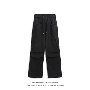 抖音品质美式高街cleanfit褶皱宽松工装裤B315-K24270-特p40控78图片