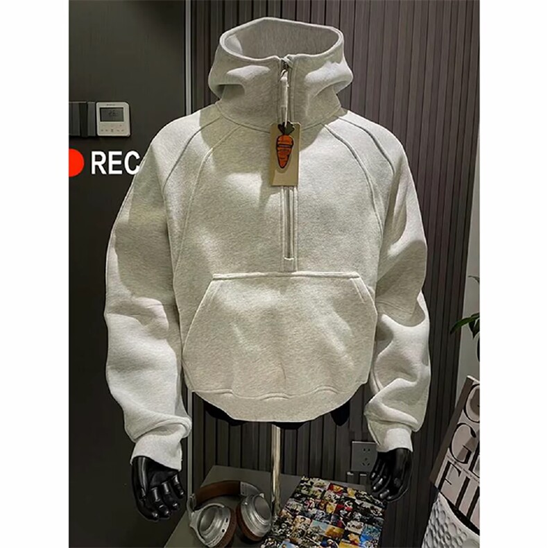 港风日系复古纯色套头连帽卫衣男时尚潮流XZ213-W90947-P75控108,男装卫衣,星座213