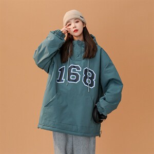 复古学院中性风 韩版加厚套头连帽棉衣棉服 216-2-BK52-P118控158图片