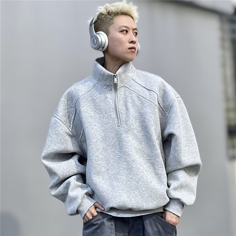 Y109-P45春秋时尚拼接拉链长袖卫衣T恤女宽松休闲显瘦港风大码,男装T恤,电商B323A