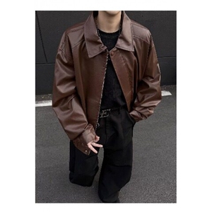机车服PU皮夹克工装男款宽松飞行员运动高级感运动上衣EM0511-p65图片