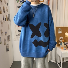1港风圆领中性情侣潮流大码M-5XL印花加厚毛衣男7024P55加绒P70，男装针织衫/毛衣，星座226-2