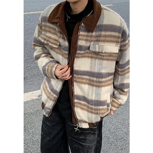 小香风毛呢格子外套男秋季夹克衫 BJ221 P75图片