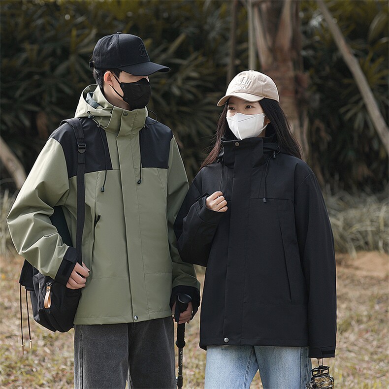 FL88821-2366春秋男女防风防水冲锋衣户外连帽时尚休闲夹克图片
