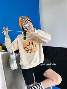 笑脸加绒卫衣,女装卫衣/绒衫,美依菱