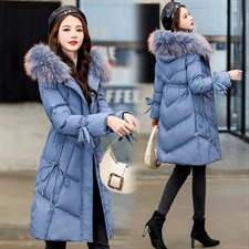 加厚羽绒棉服女中长款2025冬季新款收腰显瘦洋气连帽保暖棉衣外套，女装棉衣/棉服，艾仟回(原伊仟回)