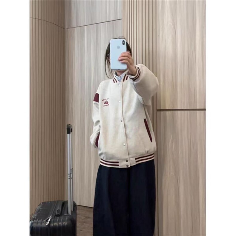 拼接撞色美式棒球服外套女春秋2025新款学生减龄宽松百搭上衣,女装短外套,星座506A
