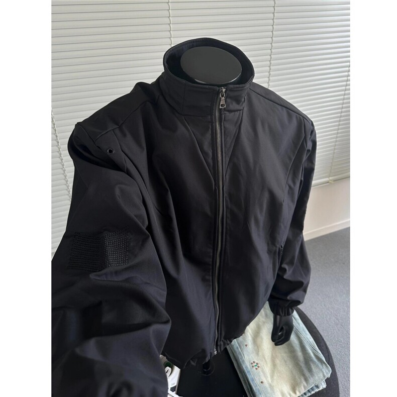 短款bomber棉服男款冬季立领飞行夹克外套加厚cleanfit夹棉棒球服图片