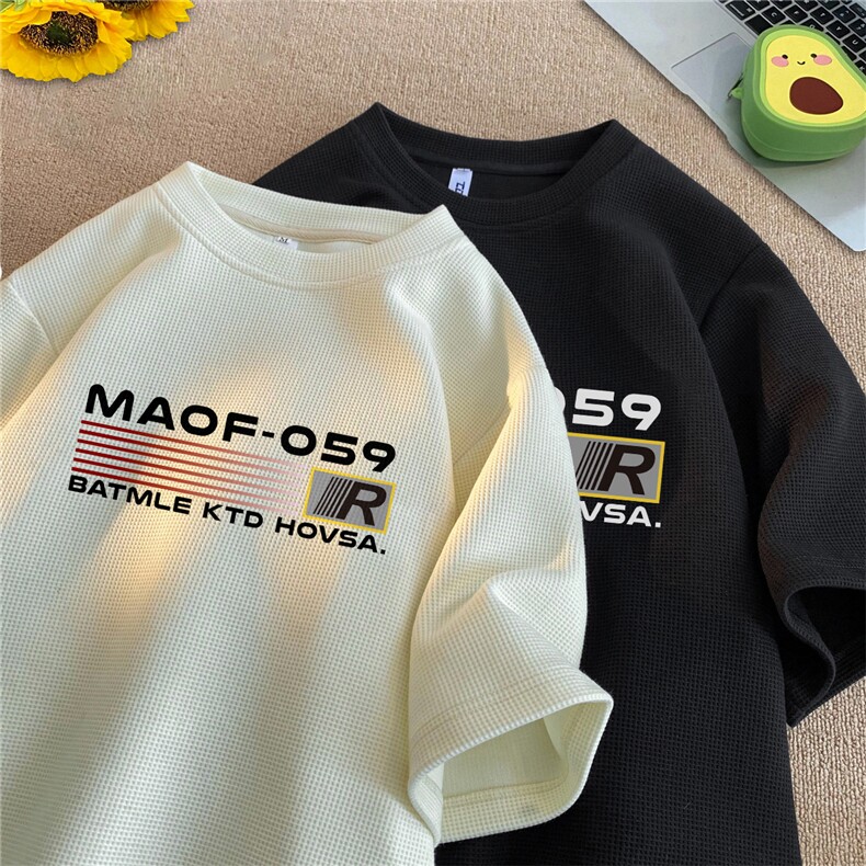 量大优重磅220克华夫格短袖T恤MAOF英文印花HT3144-P20,男装T恤,星座508（原C305）