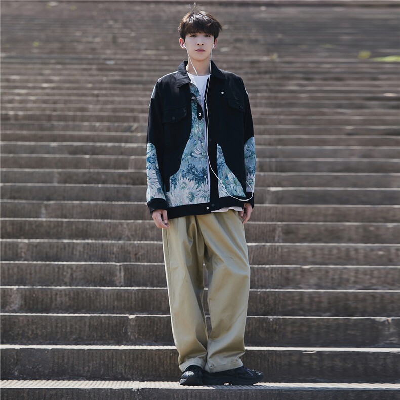 港风风植物花卉刺绣夹克男大码潮美式外套男Jk7806P95控138,男装夹克,星座227-7