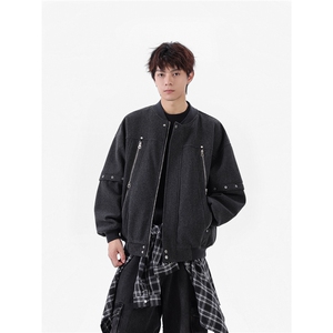 【现货】25秋美式复古拼接棒球服拉链夹克呢外套 705-1-W8867-P95图片
