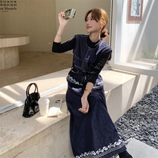 时尚气质牛仔马甲高腰半身裙两件套女2025秋季新款韩版高级感套装，女装套装/套裙，2C028