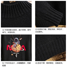 半高领毛衣男士大码针织衫男毛线衣男砖墙M18287-P45加绒款-P65，男装针织衫/毛衣，电商A040A