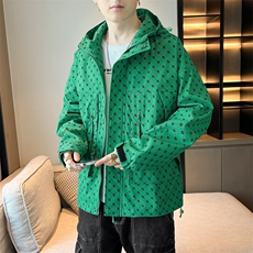 迷彩格子外套男春秋款连帽青少年春装冲锋衣夹克大码JK076-P100，男装夹克，星座308B-2