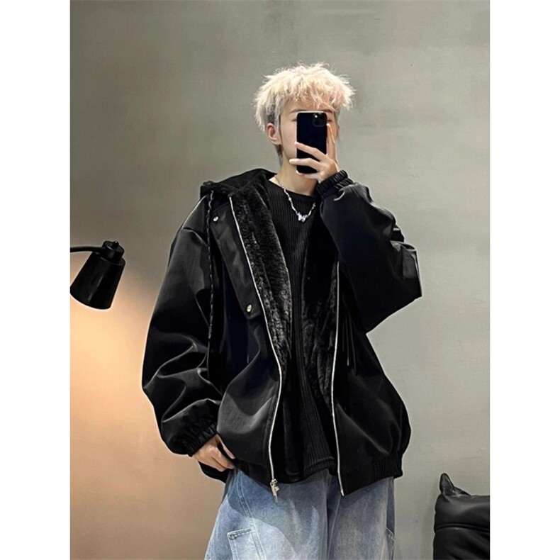 座山雕皮衣连帽棉服外套 MF010 P108图片