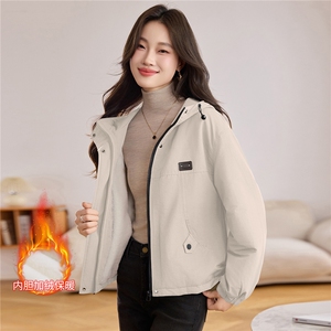 现货！现货！2025冬季新款加绒加厚连帽棉衣棉服女图片