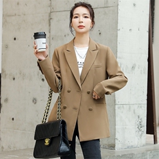 小众设计感西装外套女春秋天高级感休闲气质女神范西服潮牌双排扣，女装西装，韩蔻秀