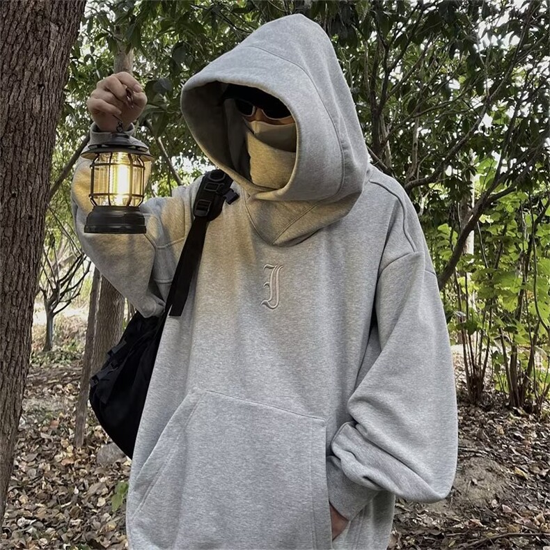美式潮牌机能风外套高领连帽卫衣男女宽松情侣休闲上衣社恐卫衣潮,女装短外套,星座506A