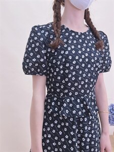 现货夏季新款纯印花连衣裙图片