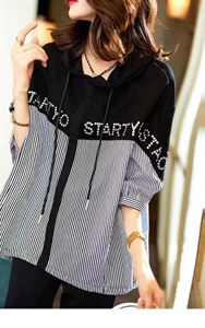 欧货撞色条纹帽衫,其它,依依莱客
