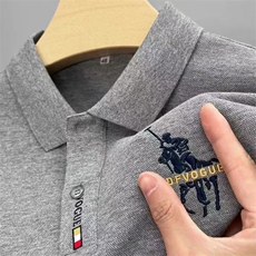 短袖T恤男士2024夏季新款商务休闲时尚刺绣翻领Polo衫百搭纯色，男装Polo衫，电商B212（原钱塘6029）