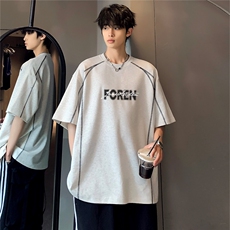 美式复古慵懒感百搭休闲街头时尚做旧圆领夏季短袖T恤T114-P38，男装T恤，电商C307