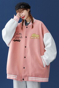 中性风 2026秋季新款港风潮牌印花拼色棒球服夹克 G96 p65控88---图片