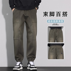 美式复古男秋季美式潮牌高街vibe束脚哈伦裤宽松休闲裤K6655-P52，男装休闲裤，星座610（原A335）