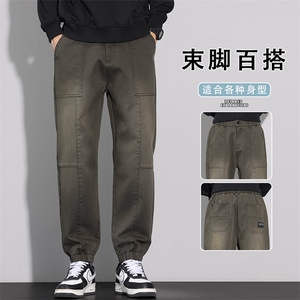 美式复古男秋季美式潮牌高街vibe束脚哈伦裤宽松休闲裤K6655-P52图片