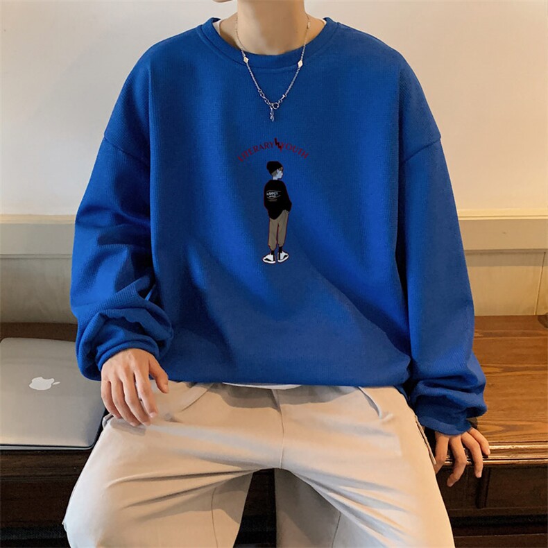 华夫格！2023秋季新款男士圆领卫衣学生印花长袖HWY03P30,男装卫衣,电商B220