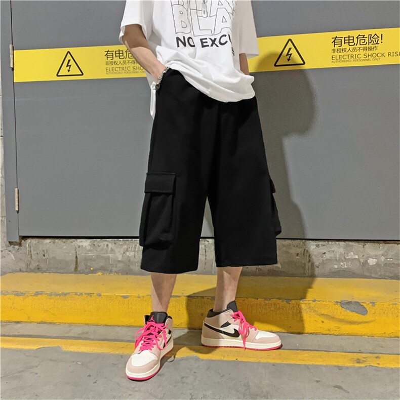 休闲短裤男夏季薄款裤子潮流宽松潮牌ins篮球运动七分裤DK717-p28图片