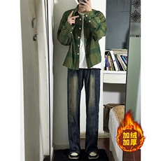 B221美式ins高街加绒加厚牛仔裤LK23134-P65控88加绒P75控98，男装牛仔裤，电商B221