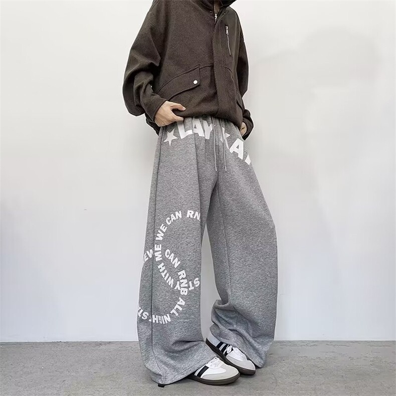 YC0781-P48运动印花裤男秋季新款宽松大码直筒裤子潮流休闲长裤,男装休闲裤,电商C233