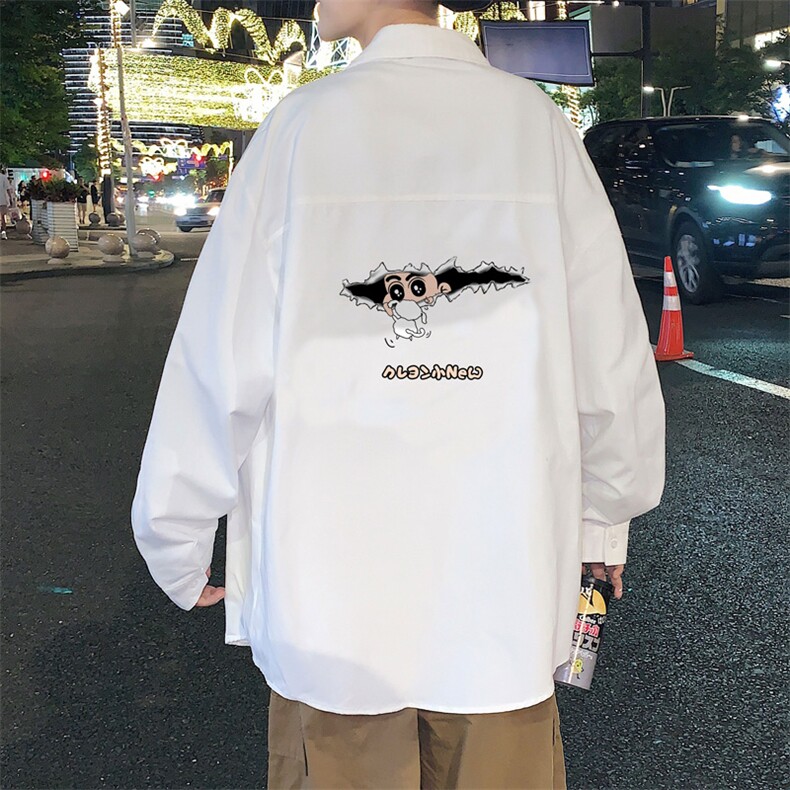 春季长袖衬衫男宽松港风衬衣男外套男CSCS289-P35,男装衬衫,电商B371