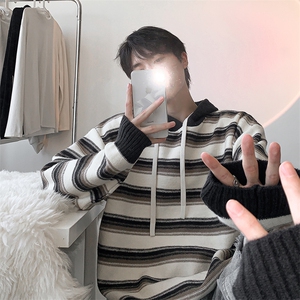 毛衣男秋冬新款港风宽松连帽针织毛衫MYA1-P65图片