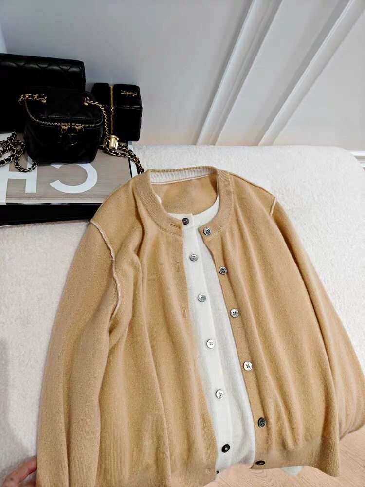 2025新款时尚假两件开衫潮流，女装羊毛衫，初韵羊绒