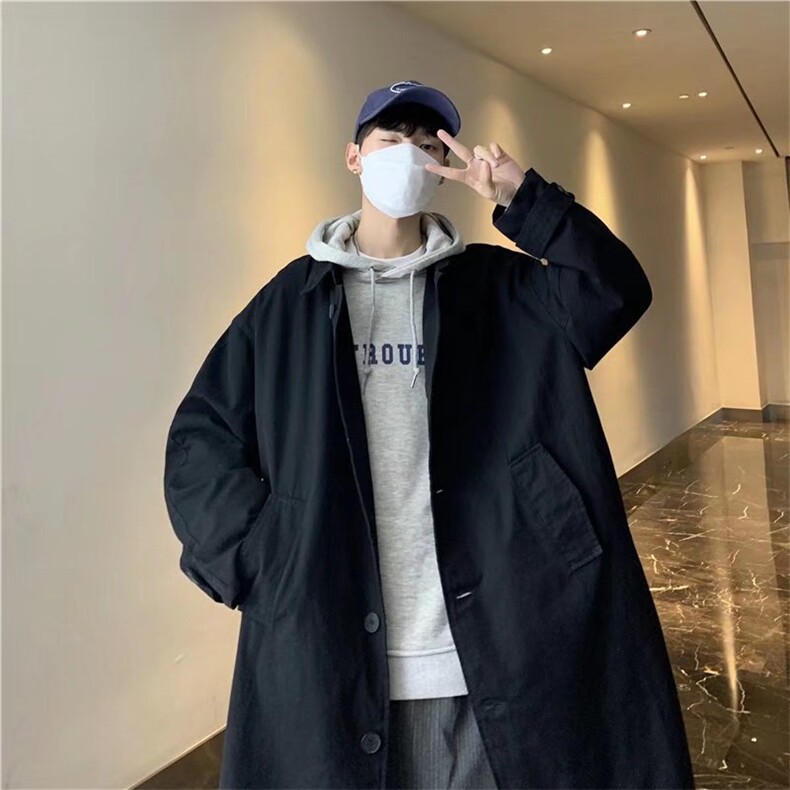 港风日系过膝休闲男士秋冬季风衣中长款Y6517P60,男装风衣,星座1116-2