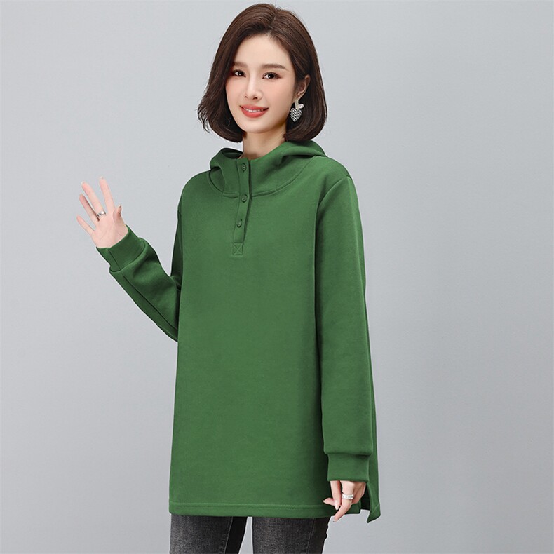 卫衣女中长款春秋2023新款大码宽松休闲百搭洋气减龄连帽上衣外套,女装套装/套裙,衣之秀