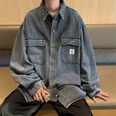 A960-P58美式复古潮牌ins宽松工装夹克春秋季水洗牛仔外套男，男装衬衫，星座512-6