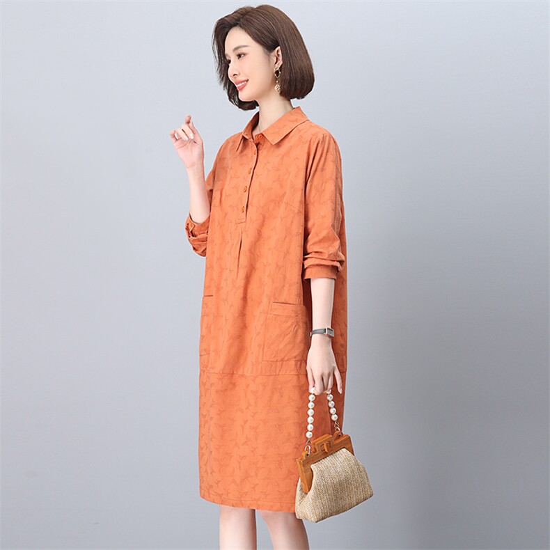 连衣裙2026新款女春秋中长款显瘦中年妈妈时尚洋气提花裙子潮,女装连衣裙,独衣靓