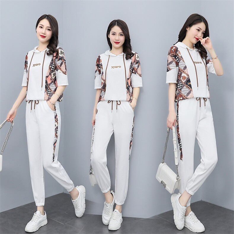 夏季休闲时尚运动服套装女2022新款两件套洋气减龄气质图片