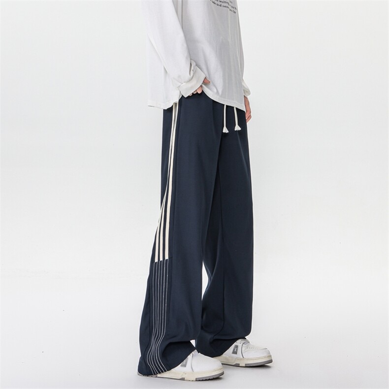 8XL-M三条杠运动裤大码直筒长裤美式街头阔腿裤休闲卫裤KZ1905P58,男装休闲裤,电商B238