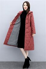 2023冬季新款时尚简约印花时尚中长款棉衣保暖舒适棉衣，女装棉衣/棉服，倪叶myz