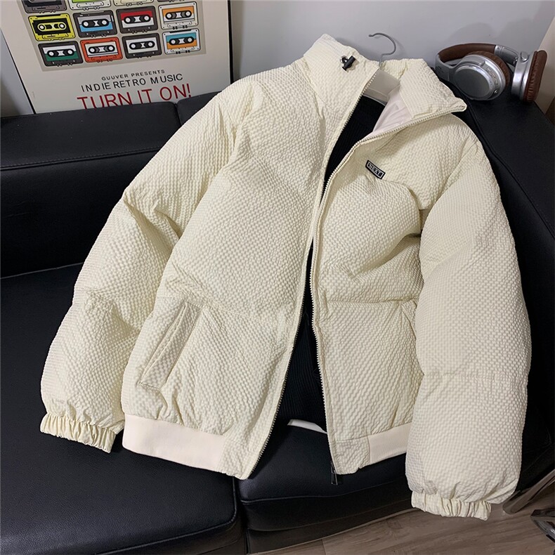 隐条泡泡格冬季立领面包服外套男女冬季中性风情侣棉衣2024新款,男装棉衣,电商C306-1