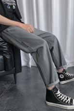 薄款破洞牛仔裤男潮牌宽松直筒柔软韩版潮流哈伦九分裤，男装休闲裤，电商A102B