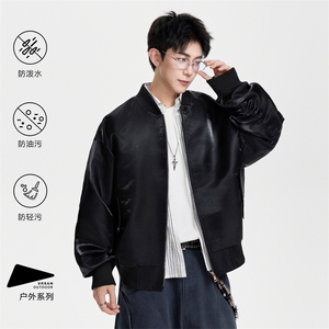 得物二开 PU皮衣秋冬季美式工装翻领潮流休闲复古JK1230-P88图片