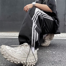 美式高街速干裤子春夏薄款三条杠直筒阔腿休闲运动工装长裤~K2803，男装工装外套，星座601-2